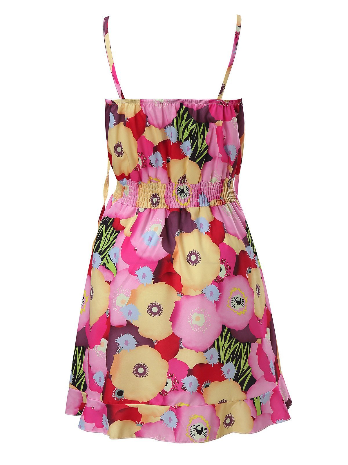 V-Neck Sleeveless Floral Print Suspender Dress - LuckyFash™