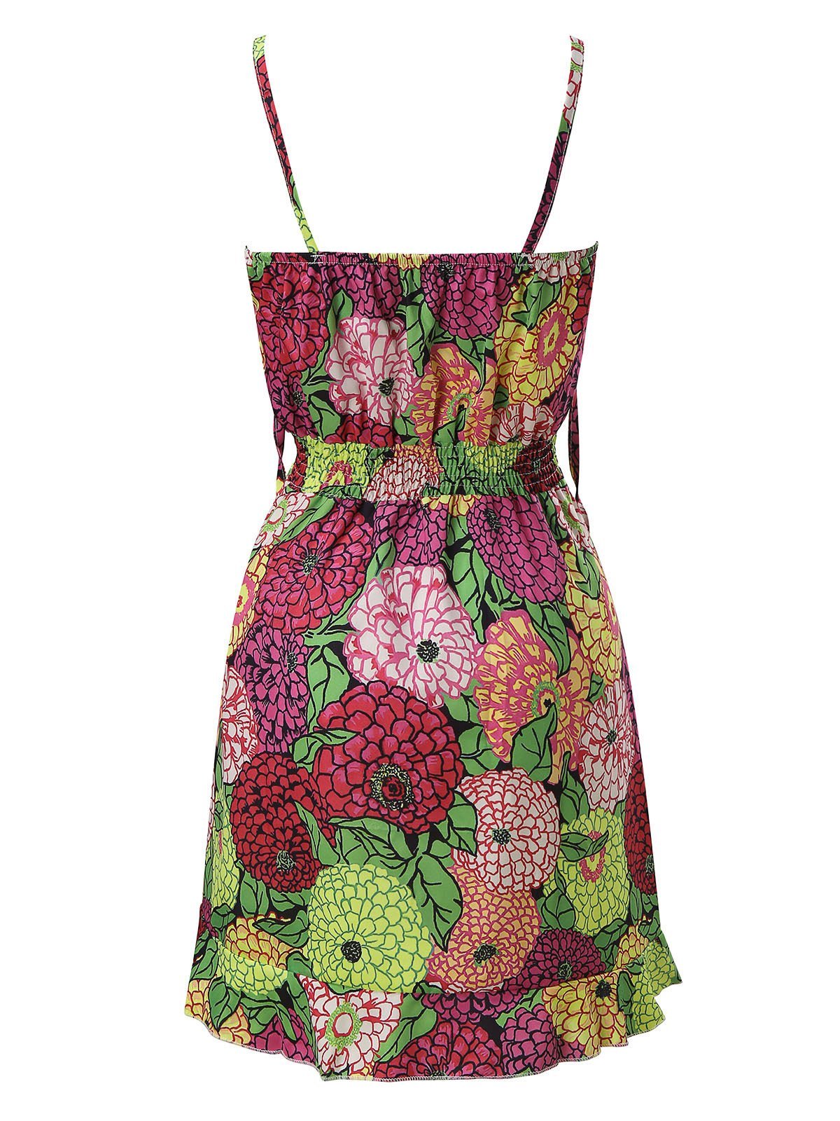 V-Neck Sleeveless Floral Print Suspender Dress - LuckyFash™