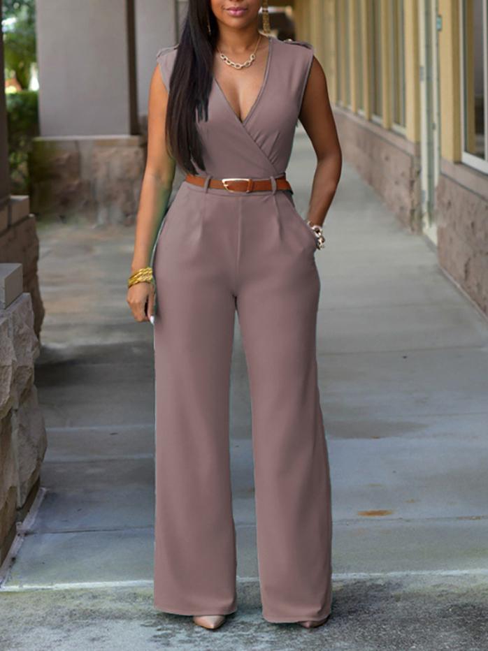 V-neck Sleeveless High Waist Slim Jumpsuit - LuckyFash™