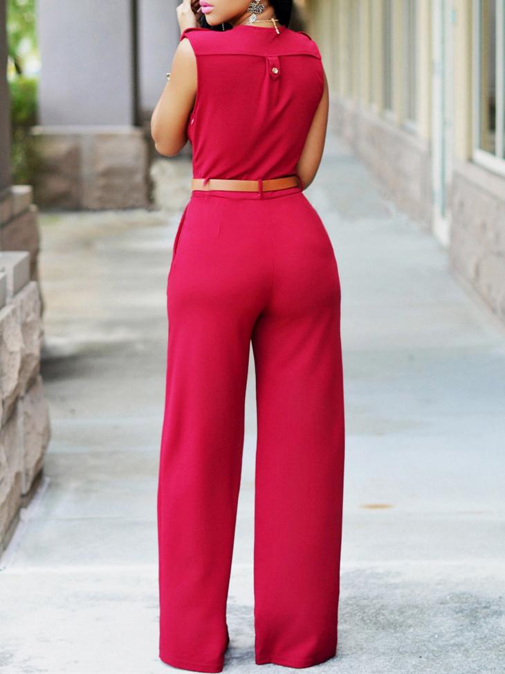 V-neck Sleeveless High Waist Slim Jumpsuit - LuckyFash™