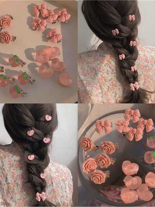 5pcs Per Set Women's Girls' Hair Clip For Daily Flower Classic Butterfly. Peach.Flower Shape Hair Clips Alligator clip Hair Slide for Girl and Woman - LuckyFash™