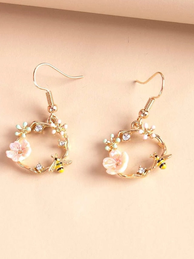 1 Pair Drop Earrings For Women's Birthday Gift Prom Alloy Classic Petal - LuckyFash™