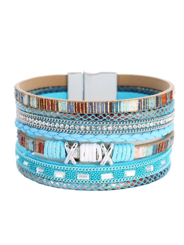 1PC Plaited Wrap Weave Statement Leather Bracelet Jewelry For  Women's Halloween Daily Beach - LuckyFash™