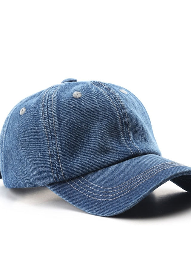 1pcs Summer Cap Women Ponytail Baseball Hat Fashion Hats Men Solid Denim Baseball Cap Cotton Outdoor Simple Visor Jeans Cap - LuckyFash™