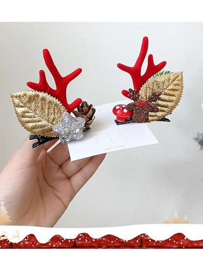 1PC Women's Girls' Hair Clip For Christmas Fabric 9970H White Hair Brown Antler Hair Clip 9970N Red Sequin Green Bow Hair Clip 9970Z Snowflake Bow Antler Hair Clip - LuckyFash™