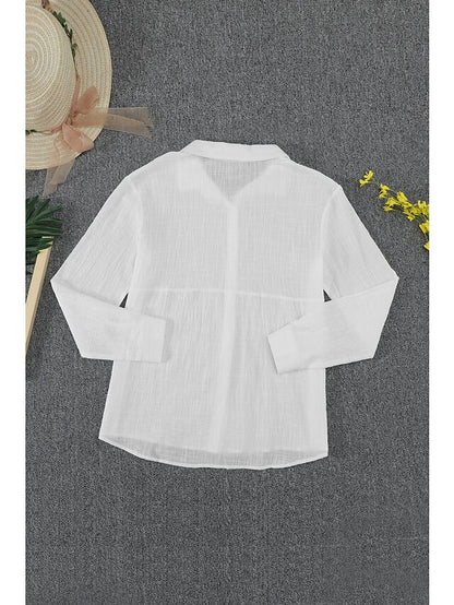 Women's Shirt Blouse Black White Pink Plain Button Long Sleeve Daily Weekend Streetwear Casual Shirt Collar Regular S - LuckyFash™