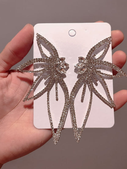 1 Pair Rhinestone Alloy Leaf Statement Earrings For Women's Party Evening Daily - LuckyFash™