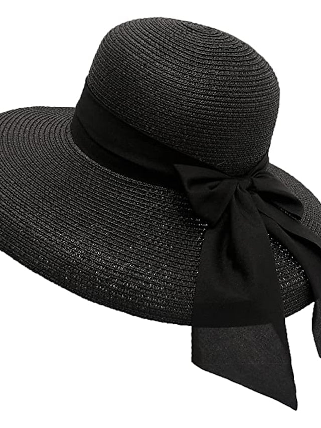 1 pcs Straw Sun Hat Summer Beach Hat UV UPF Wide Brim Straw Hat Foldable for Travel for Women - LuckyFash™