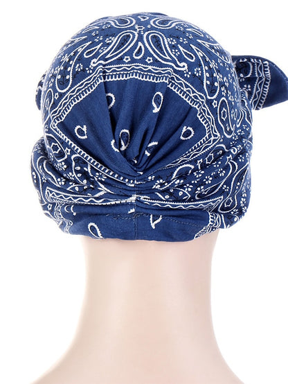 6 Colors New Fashion Bandanas Women Print Knotted Twist Turban Hat Twist Hijab Bonnet Cap India Hat Rabbit Ear Headband Muslim Hijab - LuckyFash™