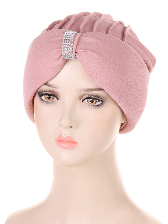 African Head Wraps Elegant Retro Turban for Women Muslim Headscarf Cap Soild Color Ladies Beanies Caps Muslim Headpiece - LuckyFash™