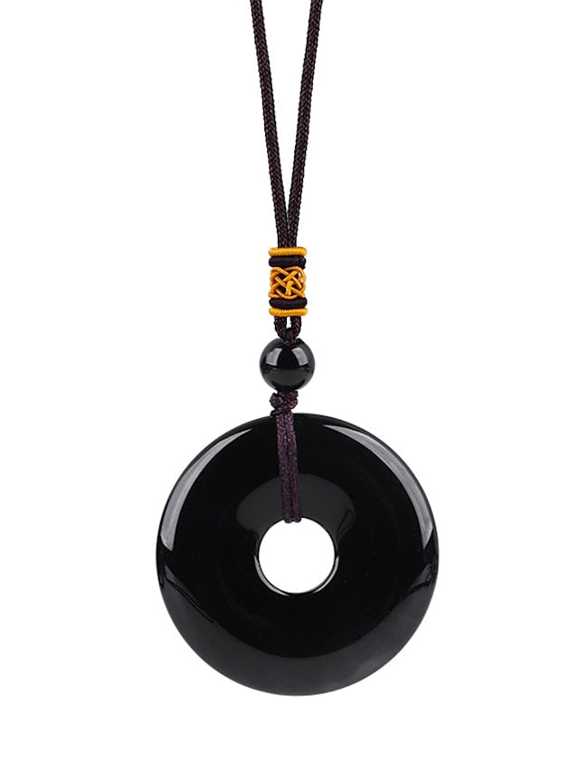 1PC Pendant Necklace Long Necklace For Men's Women's Stone Black Street Gift Daily Crystal Stone Retro Friends - LuckyFash™