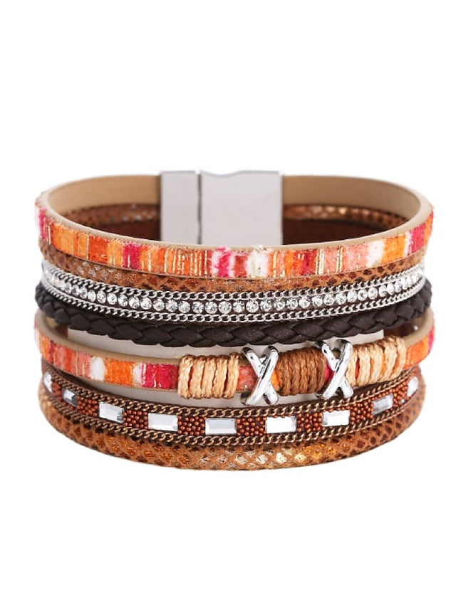 1PC Plaited Wrap Weave Statement Leather Bracelet Jewelry For  Women's Halloween Daily Beach - LuckyFash™