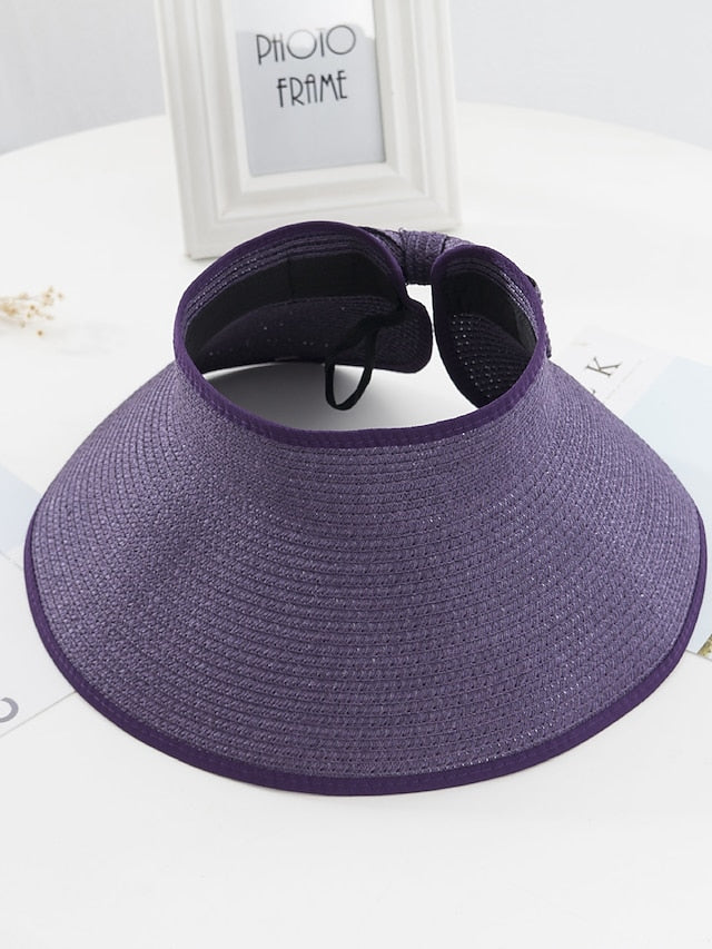 14 Colors Summer Folding Empty Top Hat Straw Hat Sun Hat Beach Hat Sunshade Sun Hat Panama Women's Men's Straw Hat - LuckyFash™