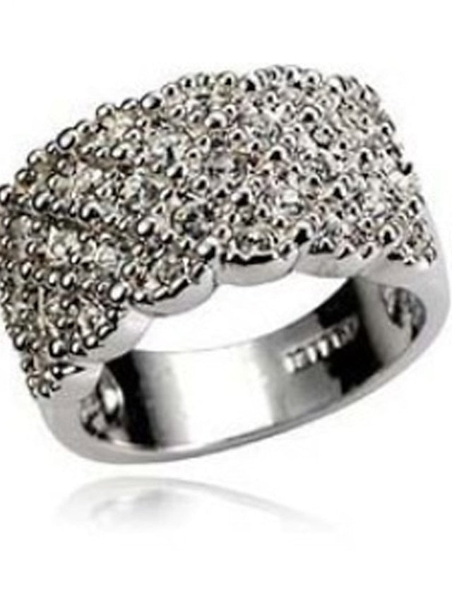 1PC Ring Adjustable Ring For Women's AAA Cubic Zirconia White Wedding Daily Alloy Classic - LuckyFash™