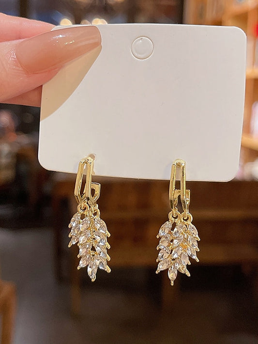 1 Pair Alloy Leaf/Butterfly with Rhinestone Drop Earrings For Women's Birthday Date Festival - LuckyFash™