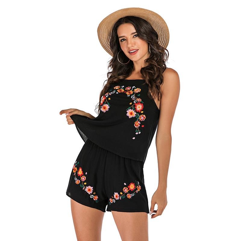 Women Embroidered Vest Shorts Set - LuckyFash™
