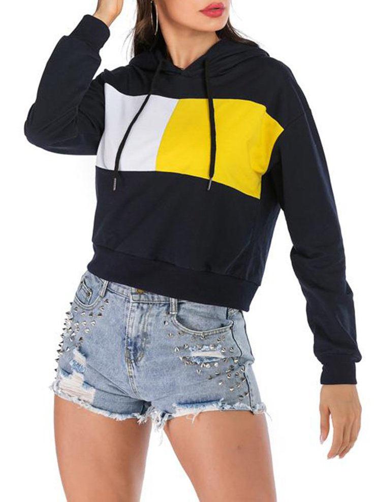 Women Hooded Color Matching Sweatshirt - LuckyFash™