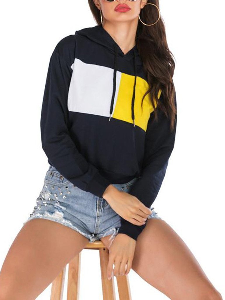 Women Hooded Color Matching Sweatshirt - LuckyFash™