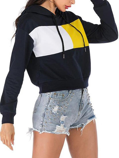 Women Hooded Color Matching Sweatshirt - LuckyFash™