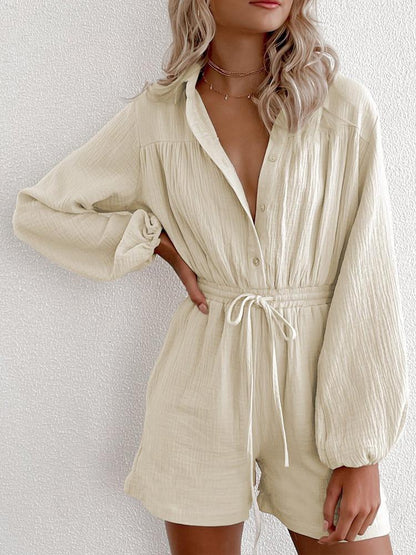 Women Long-sleeved Drawstring Pockets Jumpsuit - LuckyFash™