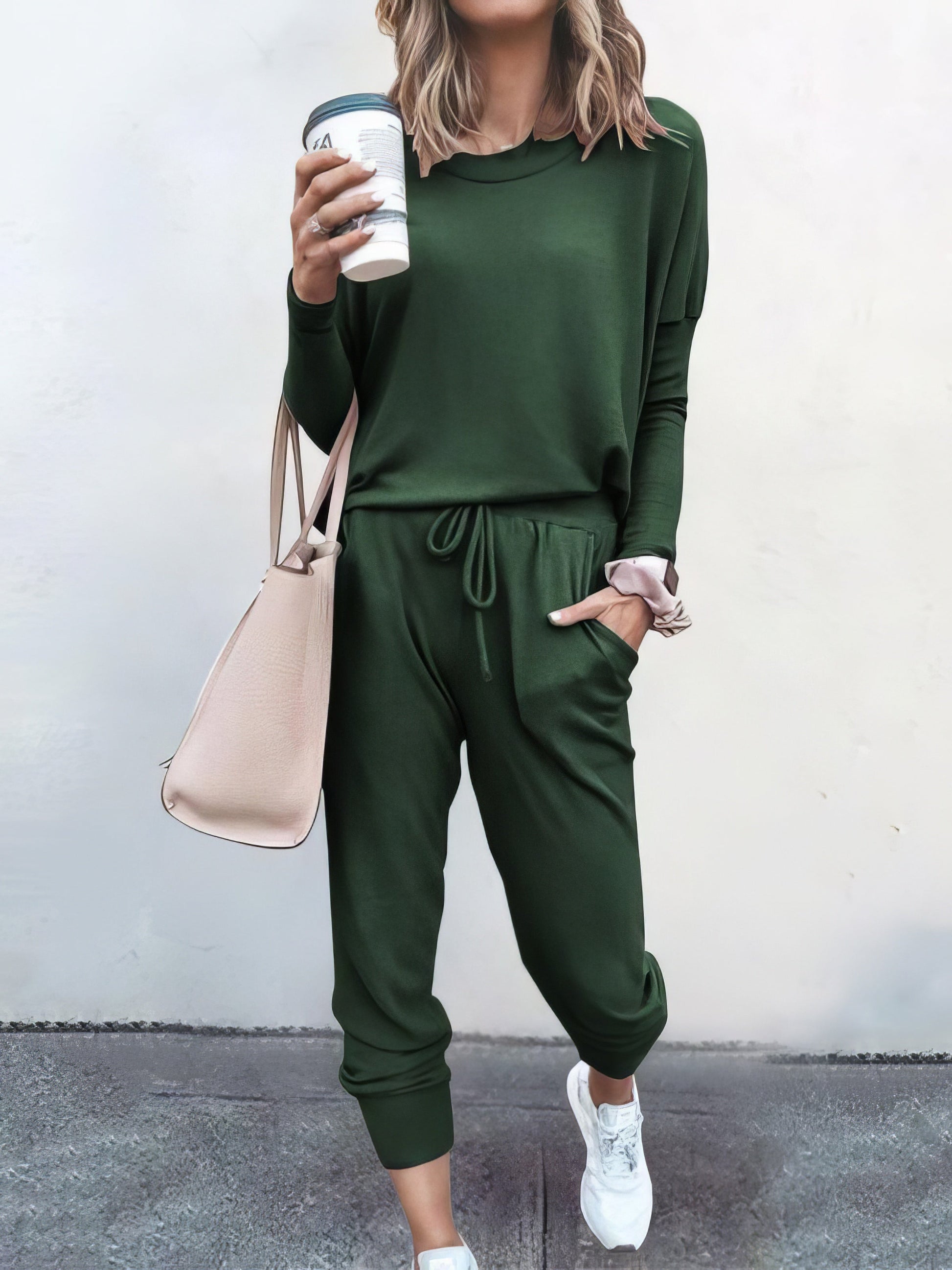 Women Solid Color Long Sleeve Long Pants Pajamas Set - LuckyFash™