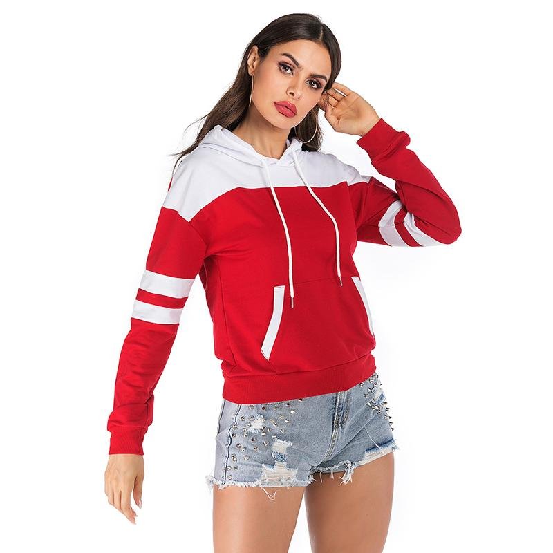 Women Stitching Colorblock Hooded Sweatshirt - LuckyFash™