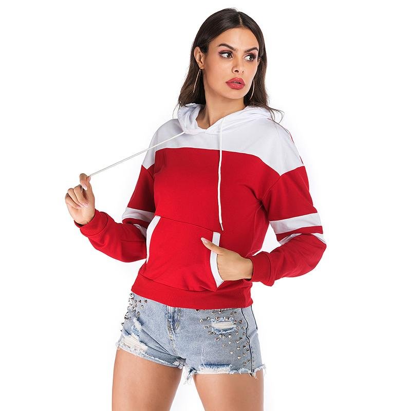Women Stitching Colorblock Hooded Sweatshirt - LuckyFash™