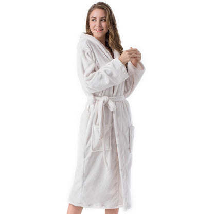 Women's Ankle Length Hooded Low Twist Soft Turkish Cotton Bathrobe - LuckyFash™