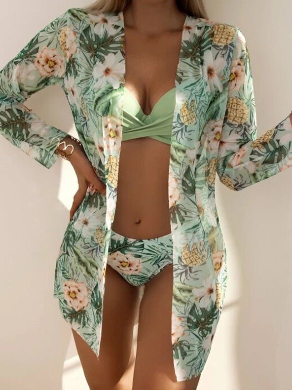 Women's Bikinis Printed Cardigan Three Piece Bikini - LuckyFash™