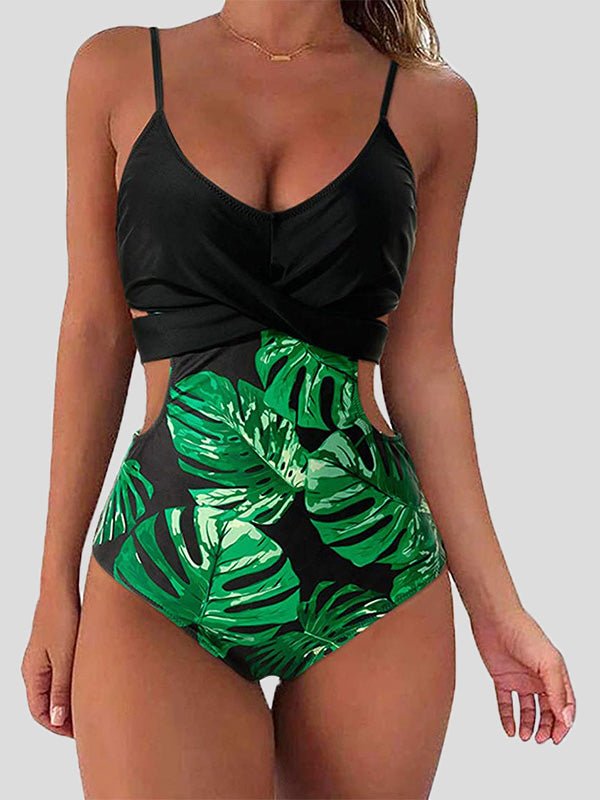 Women's Bikinis Printed Hollow Bare Back One Piece Swimsuit - LuckyFash™