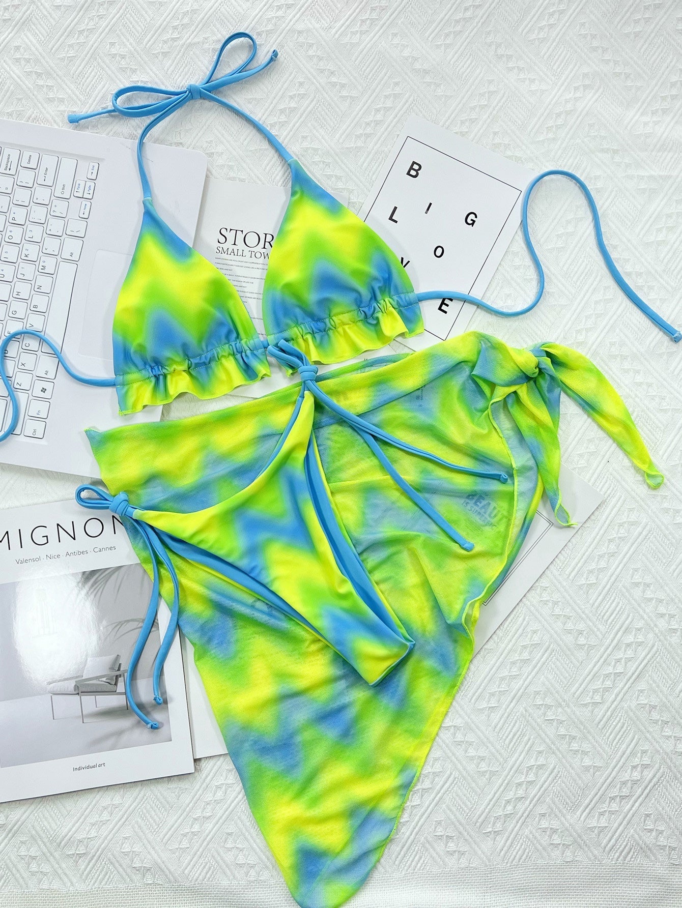 Women's Bikinis Tie-Dye Print Lace-Up 3-Piece Bikini - LuckyFash™