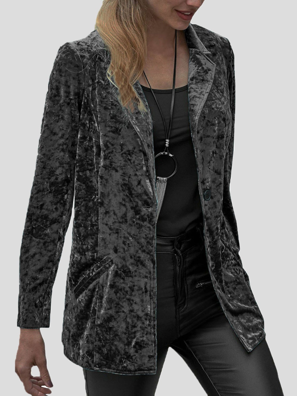 Women's Blazers Casual Lapel Velvet Long Sleeve Blazer - LuckyFash™