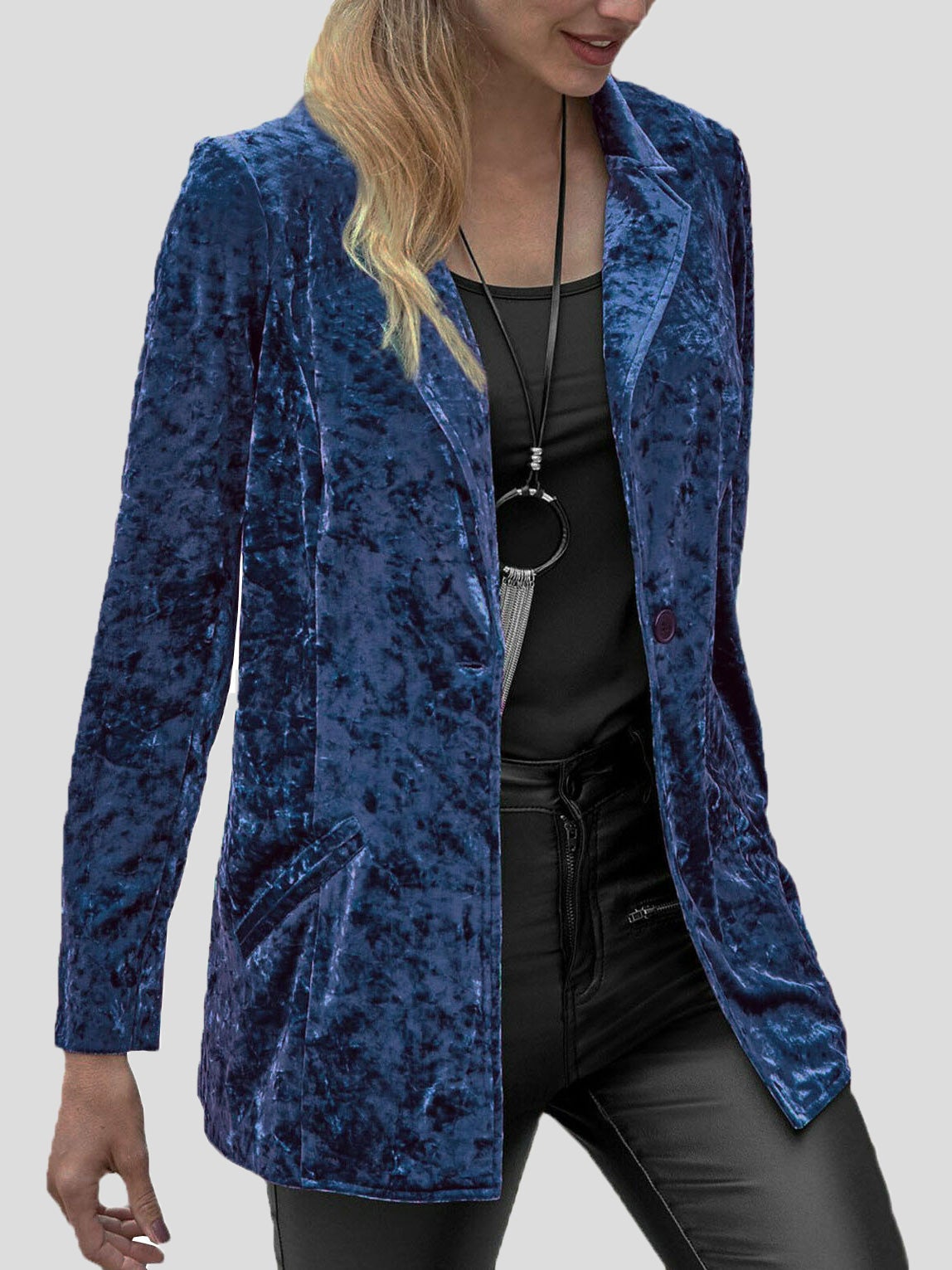 Women's Blazers Casual Lapel Velvet Long Sleeve Blazer - LuckyFash™