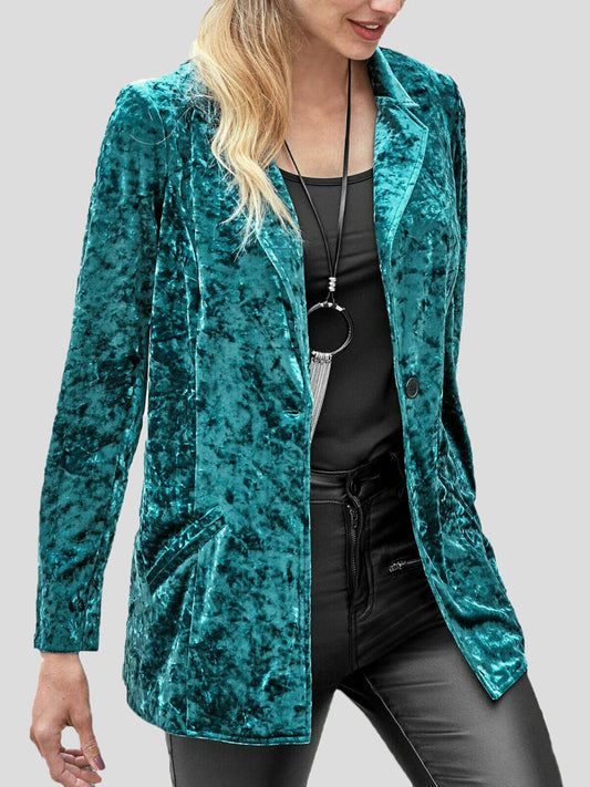 Women's Blazers Casual Lapel Velvet Long Sleeve Blazer - LuckyFash™