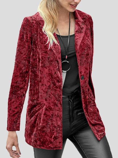 Women's Blazers Casual Lapel Velvet Long Sleeve Blazer - LuckyFash™