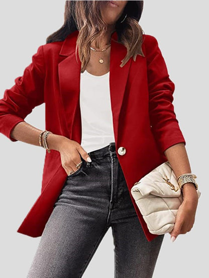 Women's Blazers Casual Solid Lapel Slim Fit Long Sleeve Blazer - LuckyFash™