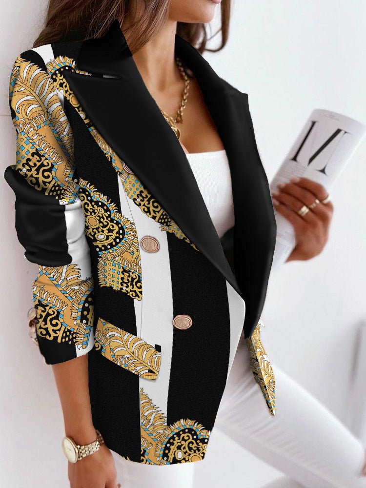 Women's Blazers Double Breasted Long Sleeve Printed Blazer - LuckyFash™