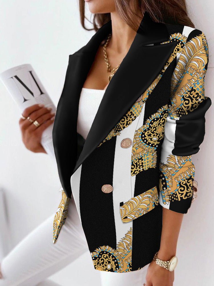 Women's Blazers Double Breasted Long Sleeve Printed Blazer - LuckyFash™