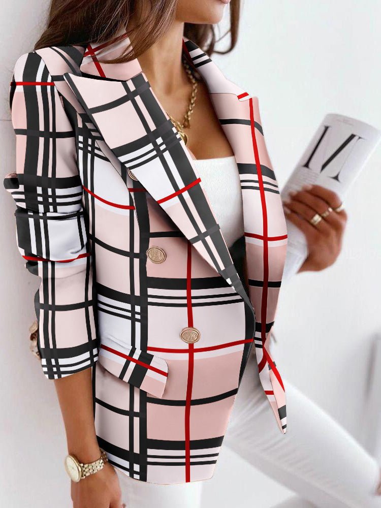 Women's Blazers Double Breasted Long Sleeve Printed Blazer - LuckyFash™