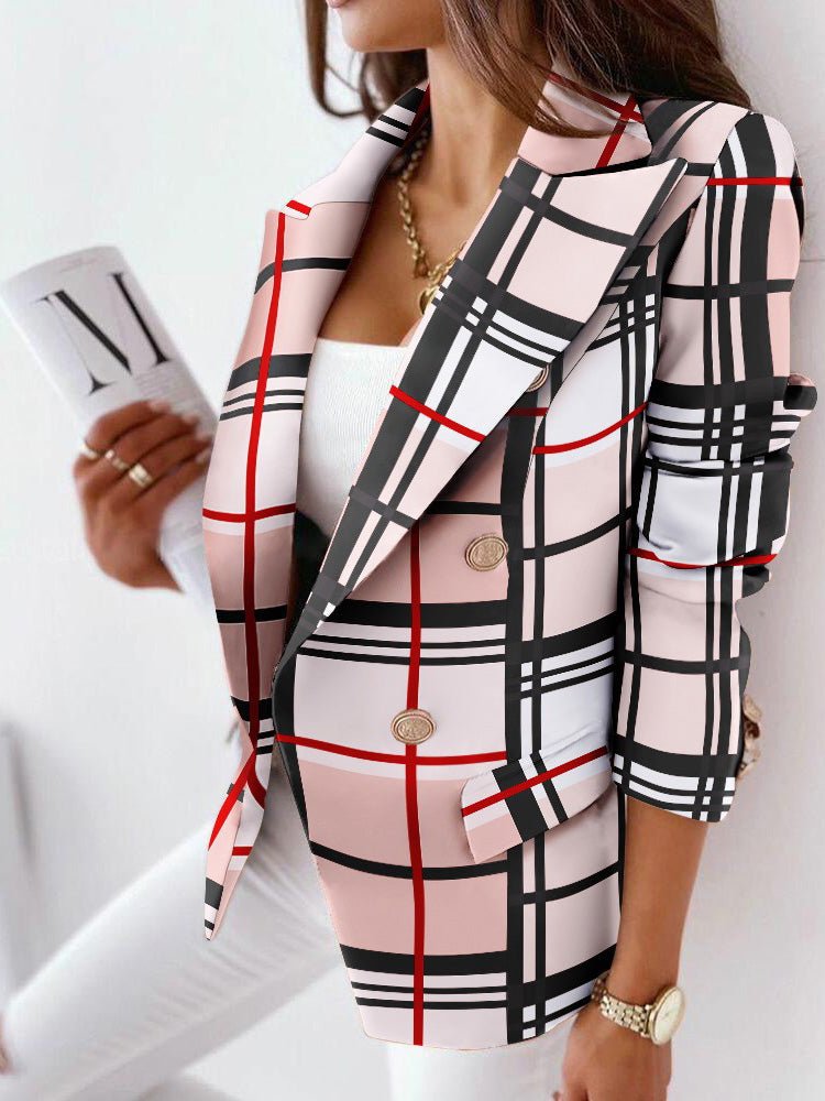 Women's Blazers Double Breasted Long Sleeve Printed Blazer - LuckyFash™