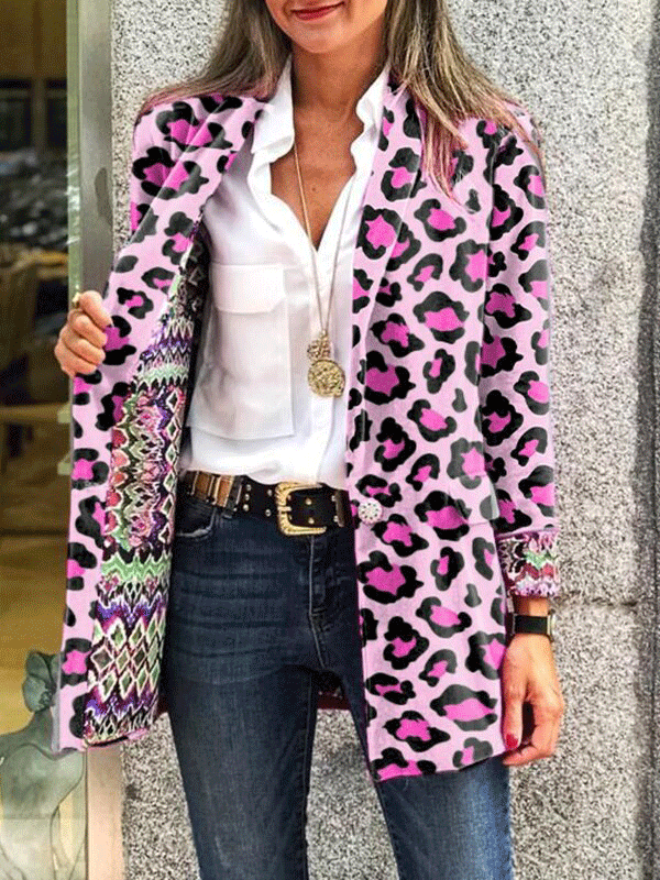 Women's Blazers Double-Sided Printing Lapel Button Blazer - LuckyFash™