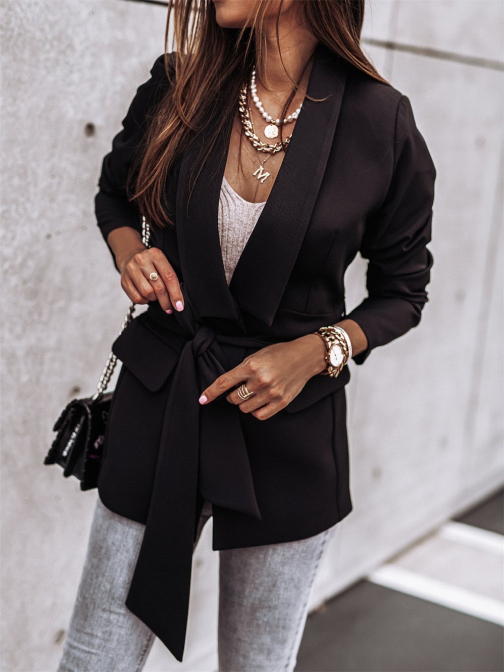 Women's Blazers Fashion Lapel Belted Long Sleeve Blazer - LuckyFash™