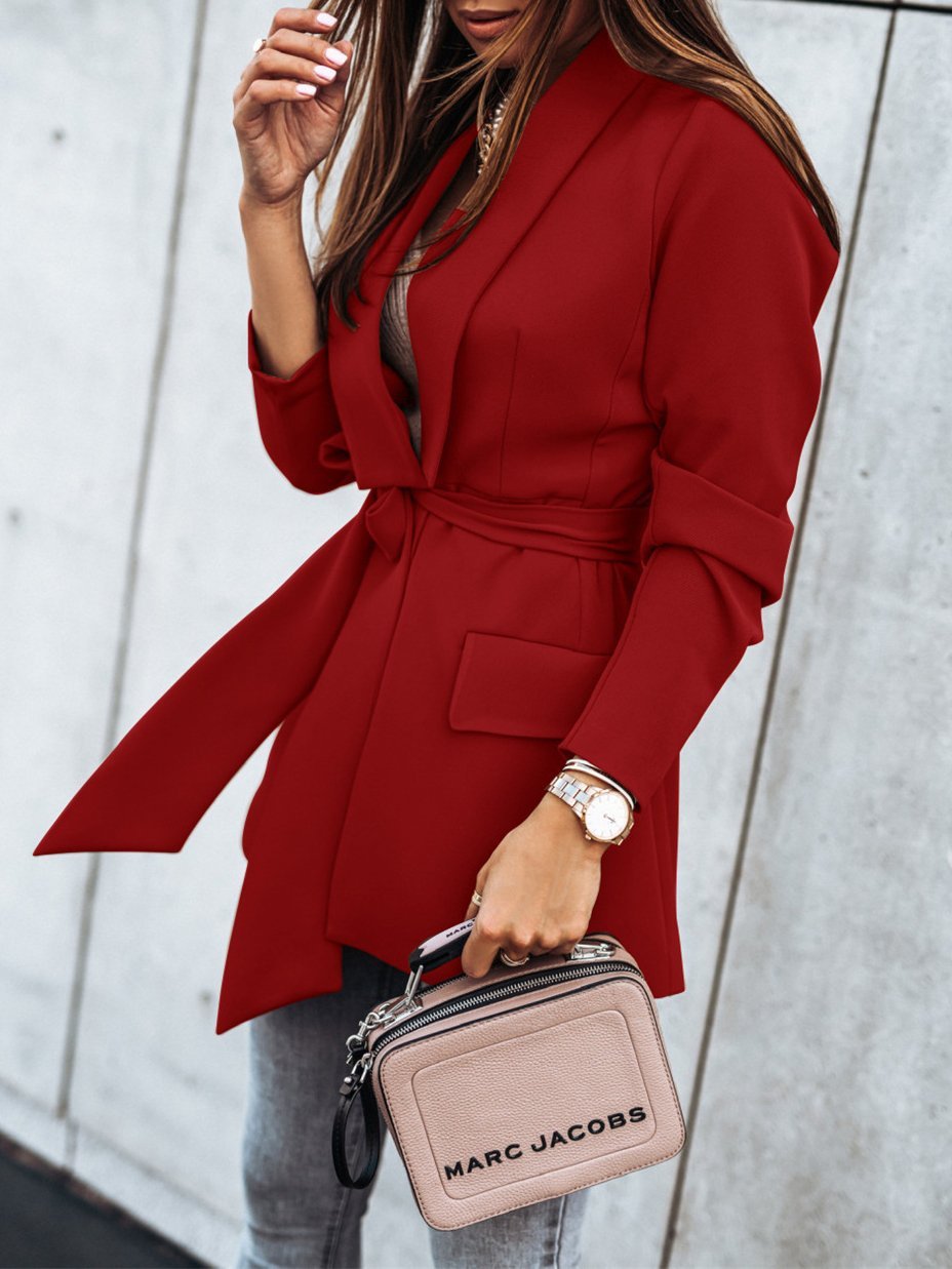 Women's Blazers Fashion Lapel Belted Long Sleeve Blazer - LuckyFash™