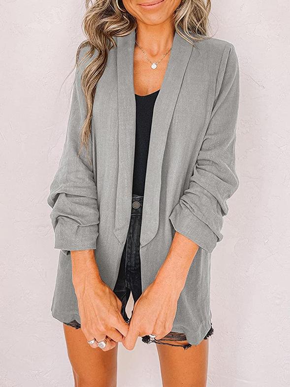 Women's Blazers Fashion Lapel Solid Long Sleeve Casual Blazer - LuckyFash™