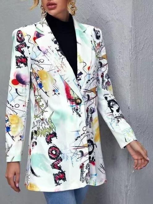 Blazers Fashion Letter Head Print Blazer - LuckyFash™