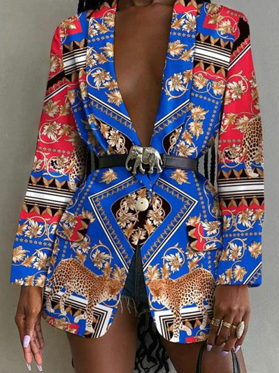 Women's Blazers Fashion Long Sleeve Lapel Printed Blazer - LuckyFash™