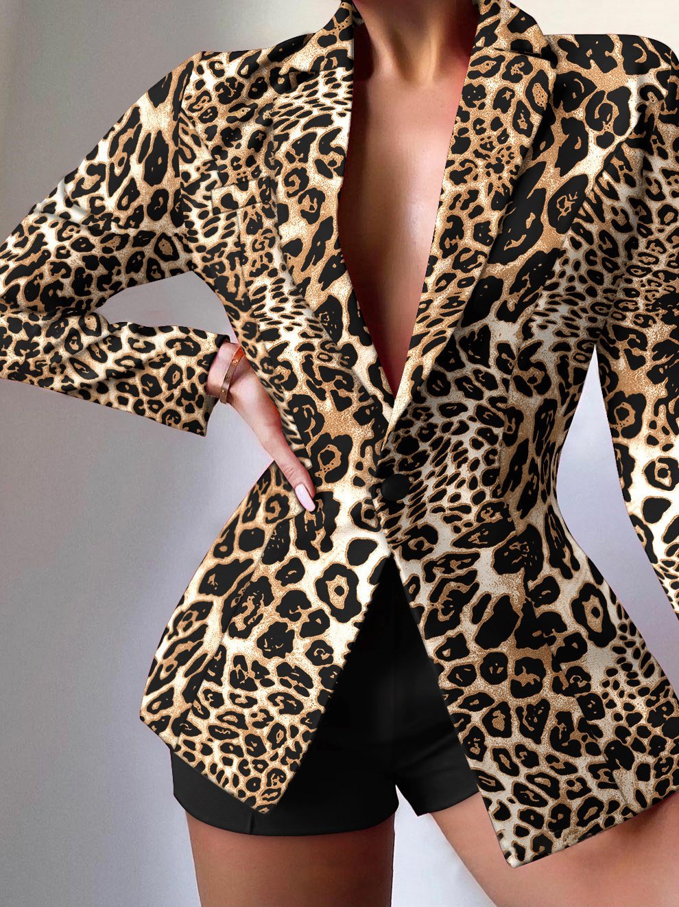 Women's Blazers Fashion Print Lapel Button Long Sleeve Blazer - LuckyFash™