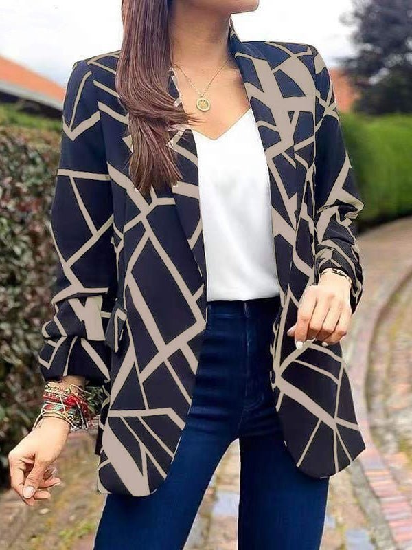 Women's Blazers Fashion Print Lapel Long Sleeve Blazers - LuckyFash™