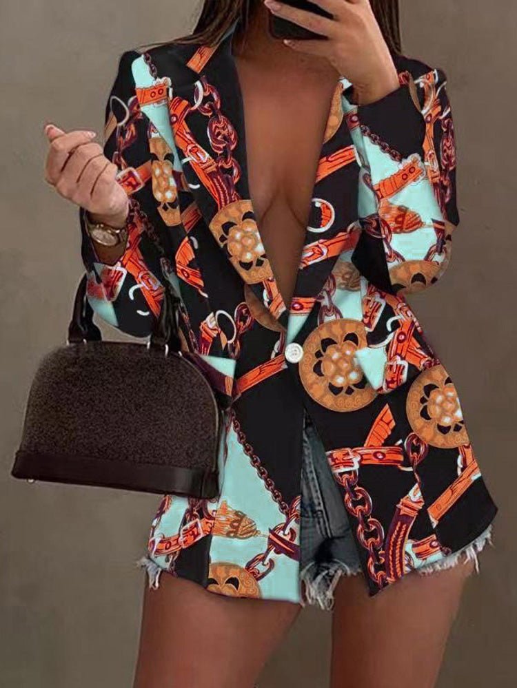 Women's Blazers Fashion Print Lapel Long Sleeve Blazers - LuckyFash™