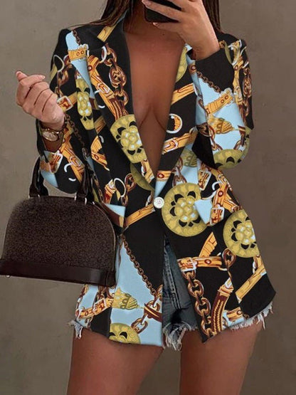 Women's Blazers Fashion Print Lapel Long Sleeve Blazers - LuckyFash™